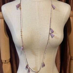 Elegant Kendra Scott Purple Tassel/Rose Gold Necklace